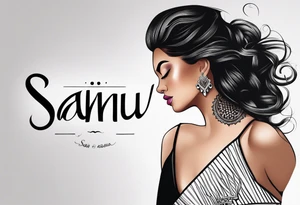the word "Saanu" minimalistic background but a nice cursive font with the S standing out tattoo idea
