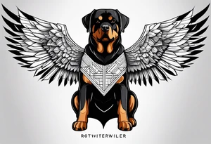 Rottweiler, geometry, wings back of arm tattoo idea