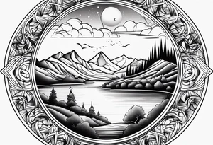 romantic scenery tattoo idea