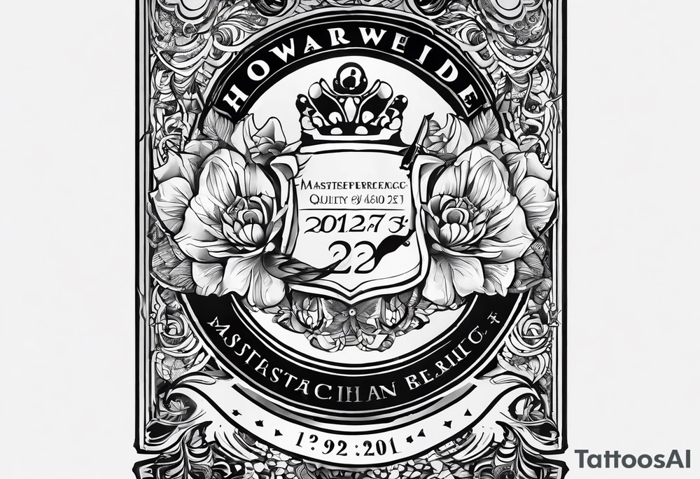 Book cover with "Howard 22.07.1937 - 23.03.2023" and a pen.  No photo on the book, just the words. tattoo idea