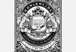 Book cover with "Howard 22.07.1937 - 23.03.2023" and a pen.  No photo on the book, just the words. tattoo idea