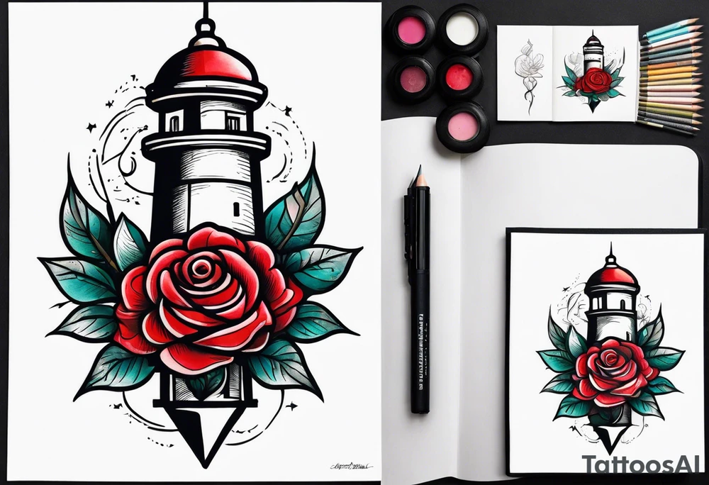 Leuchtturm Stacheldraht Rosen Herz tattoo idea
