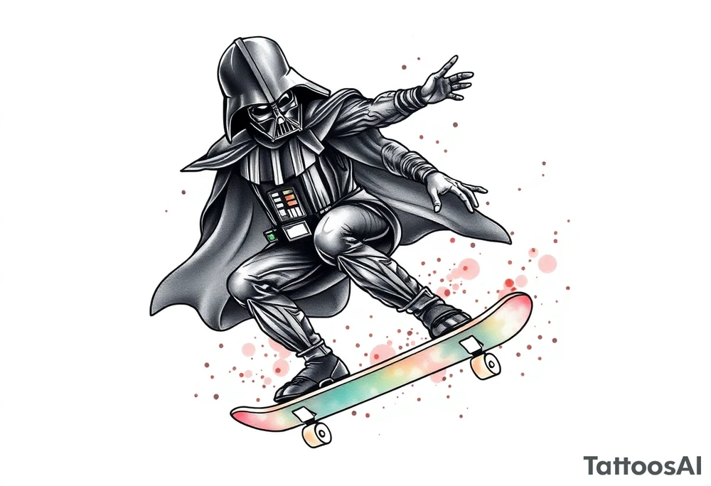 Skateboarding Darth Vader tattoo idea