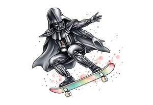 Skateboarding Darth Vader tattoo idea