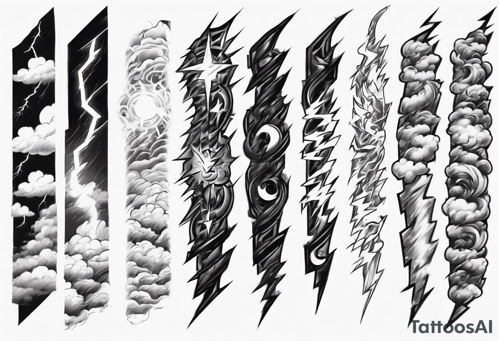 forearm sleeve lightning and clouds pattern tattoo idea forearm sleeve lightning and clouds pattern tattoo idea