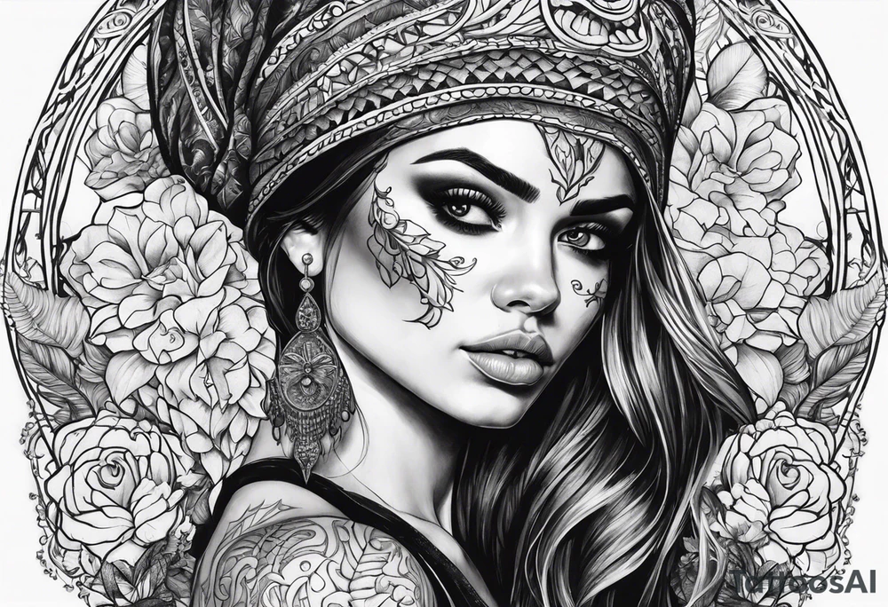 Woman with skull tattoo idea