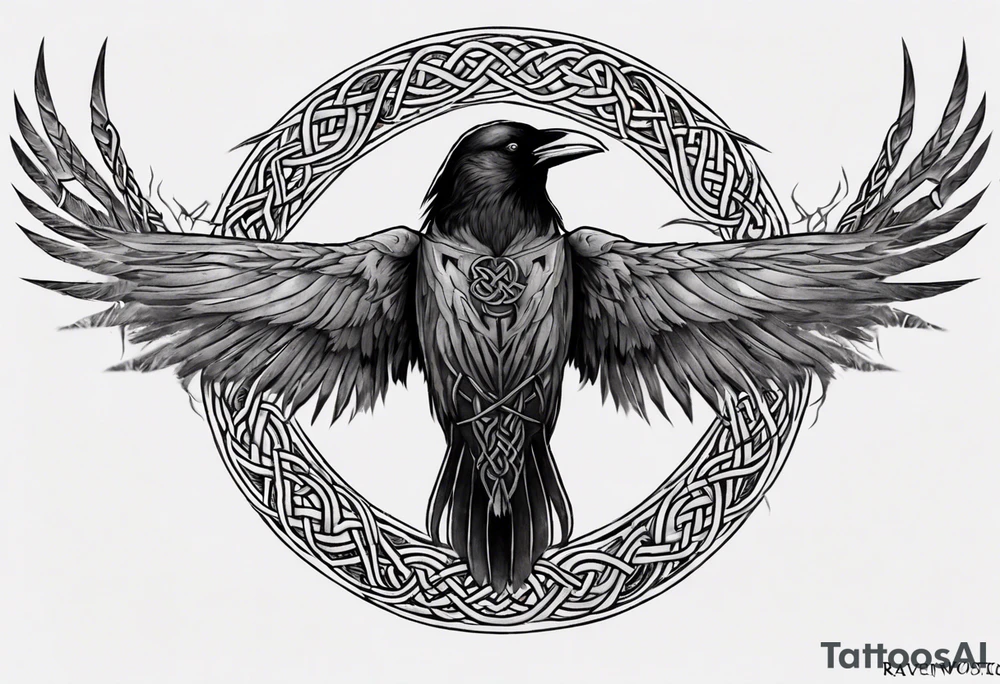 skyrim style raven with celtic knotwork tattoo idea