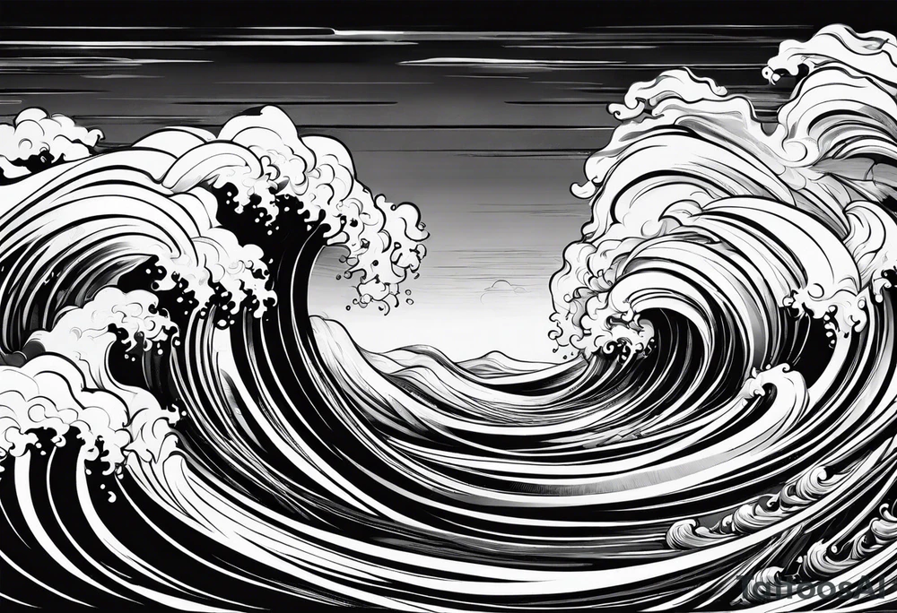 picture 8 by 8 centimeters of sea waves during a storm tattoo idea