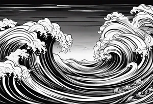 picture 8 by 8 centimeters of sea waves during a storm tattoo idea