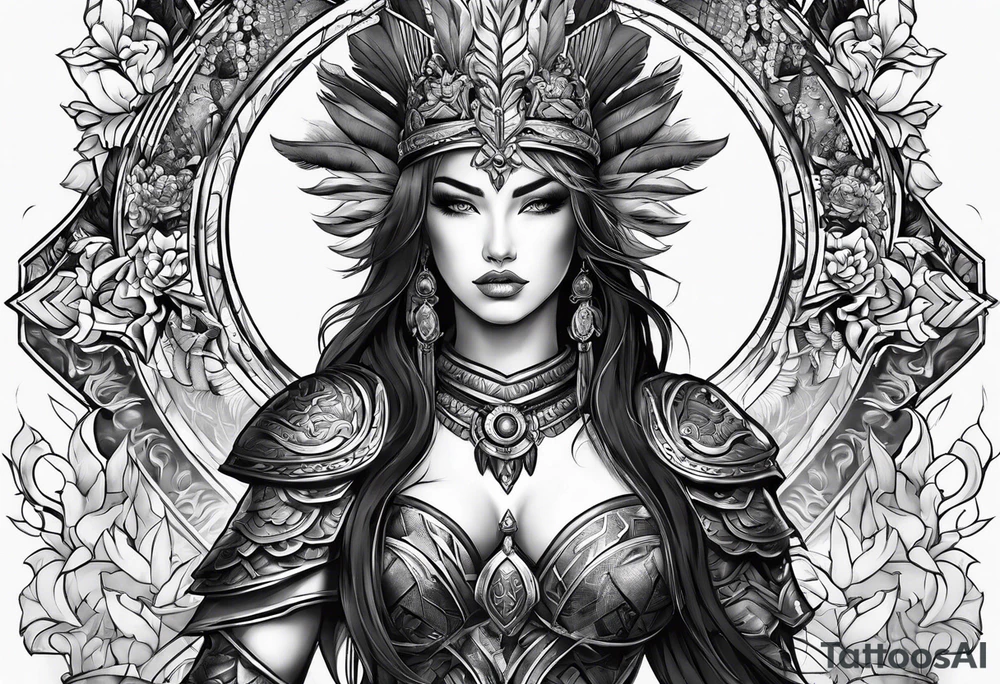 Woman warrior tattoo idea