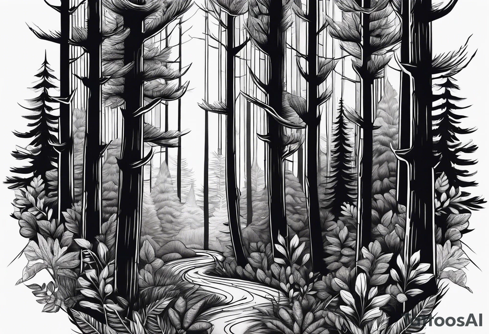 Dense forest tattoo idea