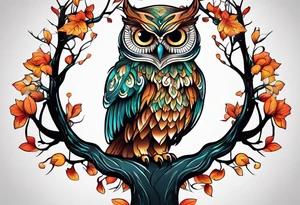 owl tree tattoo idea