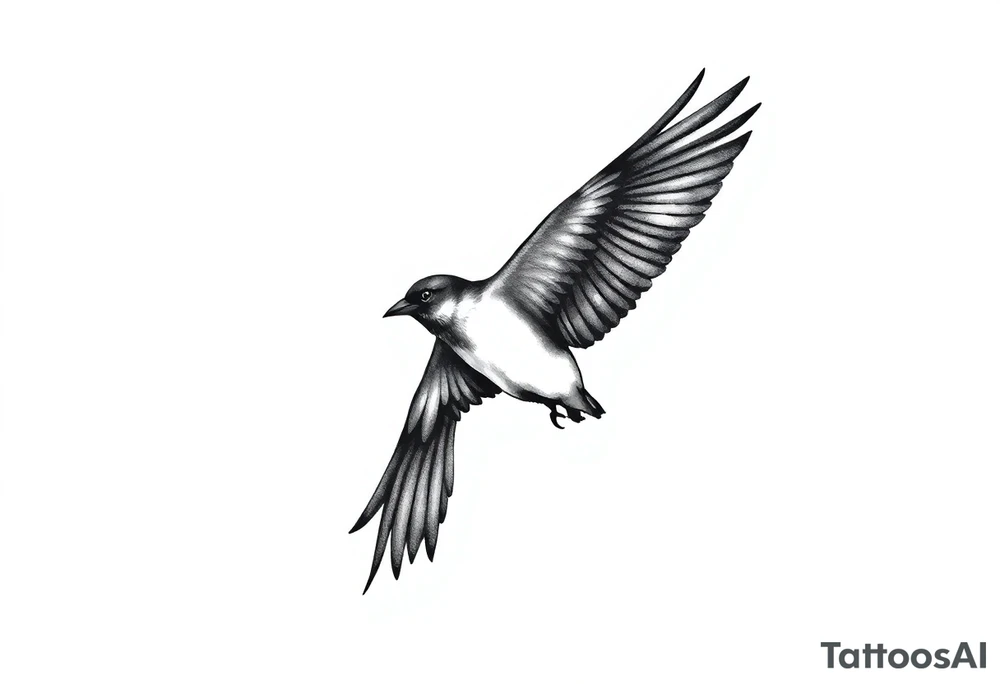 Male European Blackbird flying tattoo idea tattoo idea