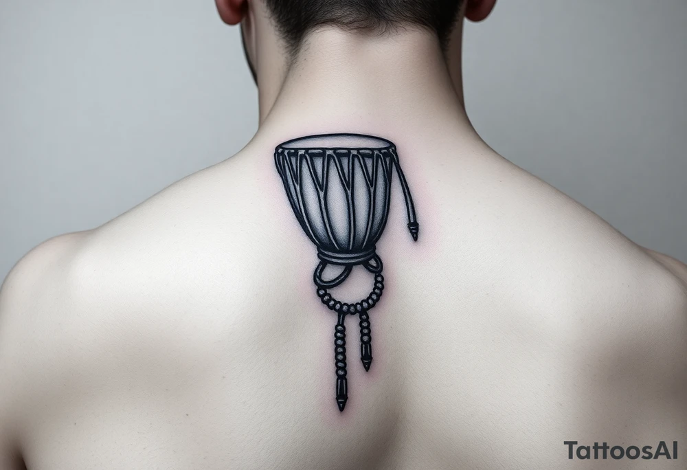 Generate small tatoo of an african drum and a bead arm ban. all tatoos should be near each other on the wrist tattoo idea
