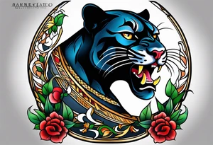 traditional panther tattoo idea