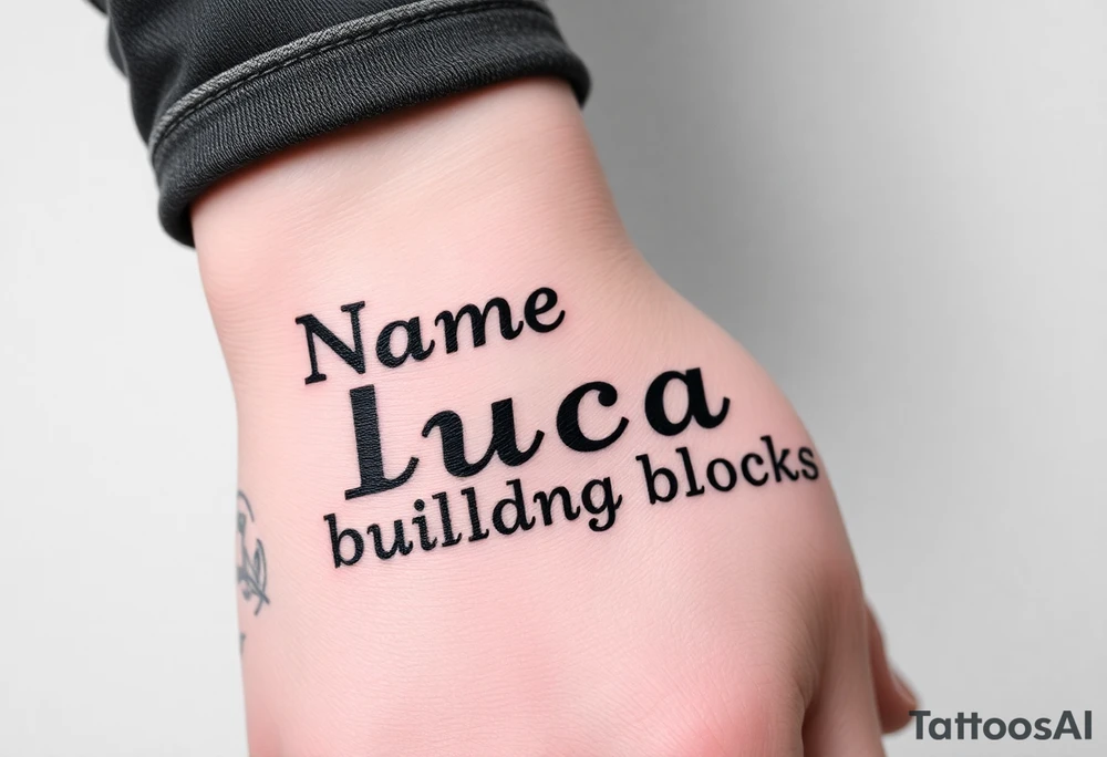 The name luca and building blocks tattoo idea