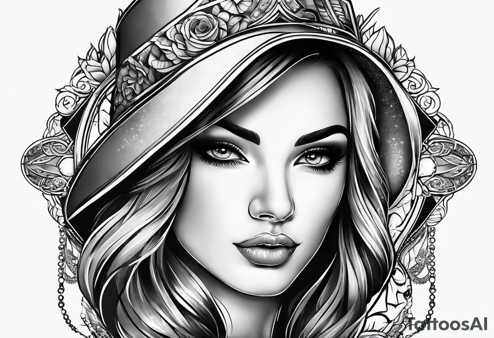 woman casino tattoo idea