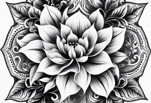 Design an ornamental tattoo featuring a single stem with delicate leaves and blossoms, using thin lines for a refined look. tattoo idea