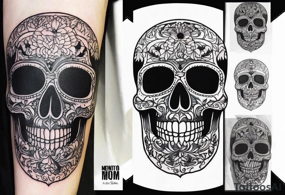 Skull tattoo with Memento Mori written on it tattoo idea