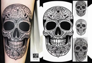 Skull tattoo with Memento Mori written on it tattoo idea