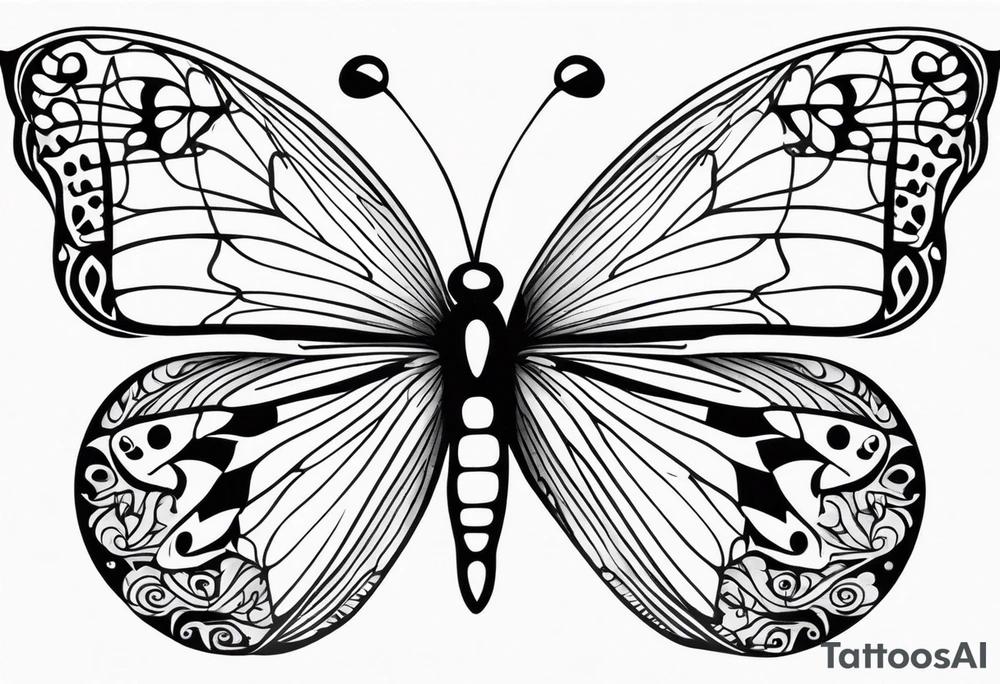 A butterfly mixed with brain in your wings tattoo idea