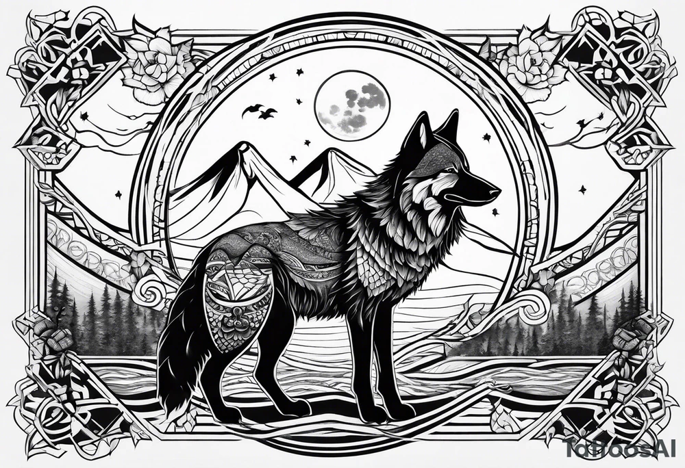 A loon and a wolf tattoo idea