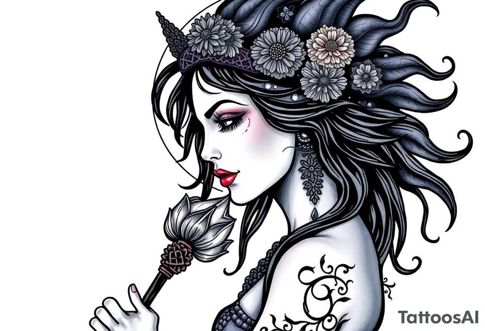 Moon goddess witch tattoo idea