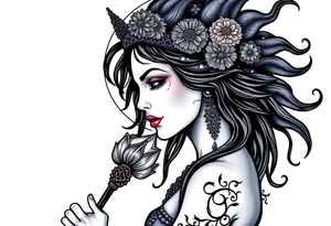 Moon goddess witch tattoo idea