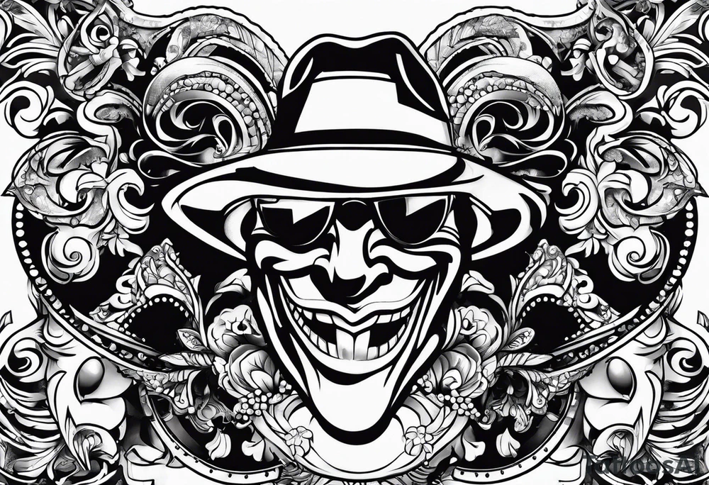 Smile now cry later gangster art masks tattoo idea