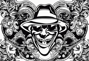 Smile now cry later gangster art masks tattoo idea