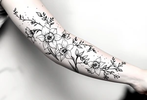 daffodils and holly flowers tattoo idea