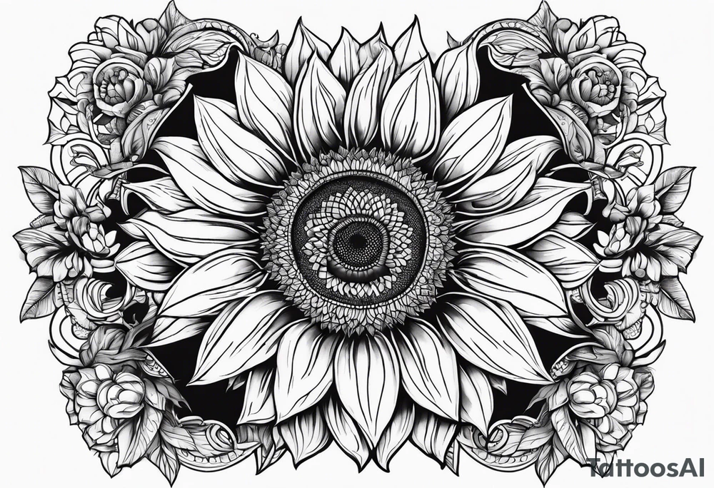 sunflower with madala tattoo idea