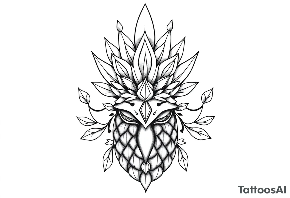 Majestic crown pineapple vagina and anus tattoo idea