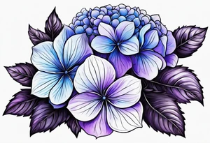 Blue and purple hydrangea flowers tattoo idea