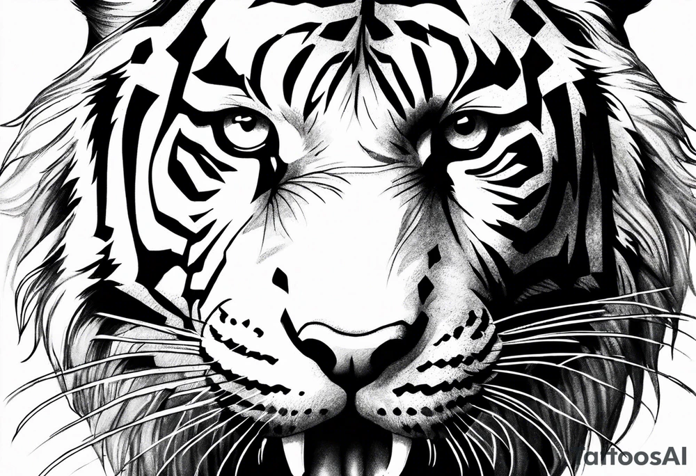 Tiger covered in blood tattoo idea