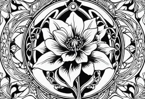 Fine line 
Circular Art nouveau foxglove tattoo idea