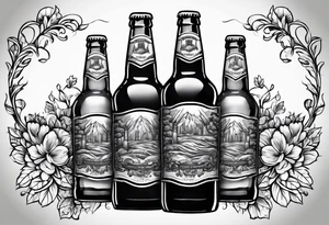 two beer bottles cheersing tattoo idea