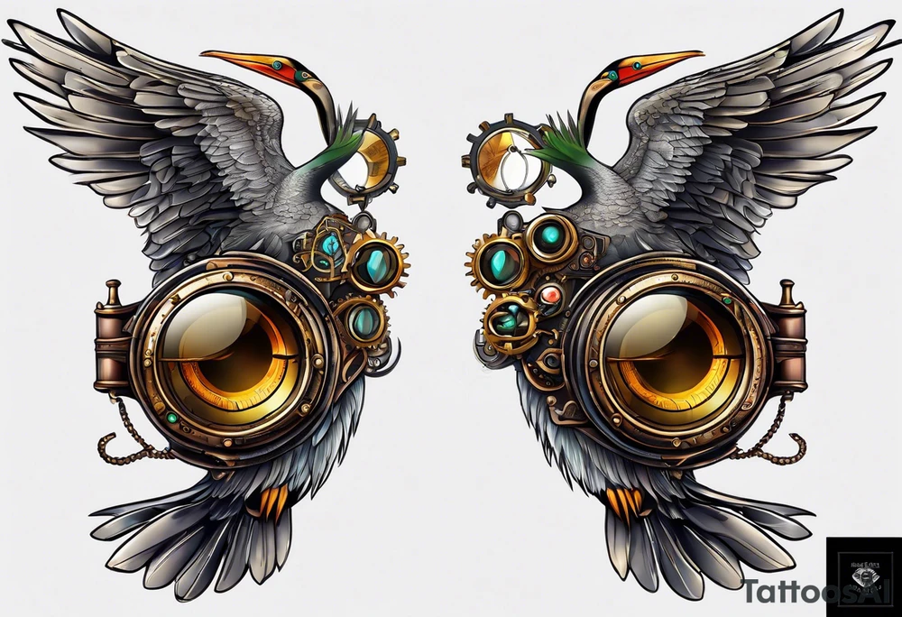 pelican steampunk goggles tattoo idea