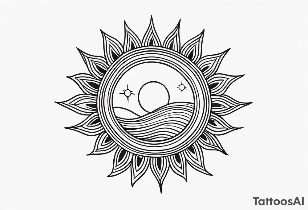 A very simple, fine-lined sun tattoo idea