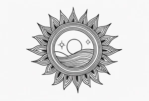 A very simple, fine-lined sun tattoo idea