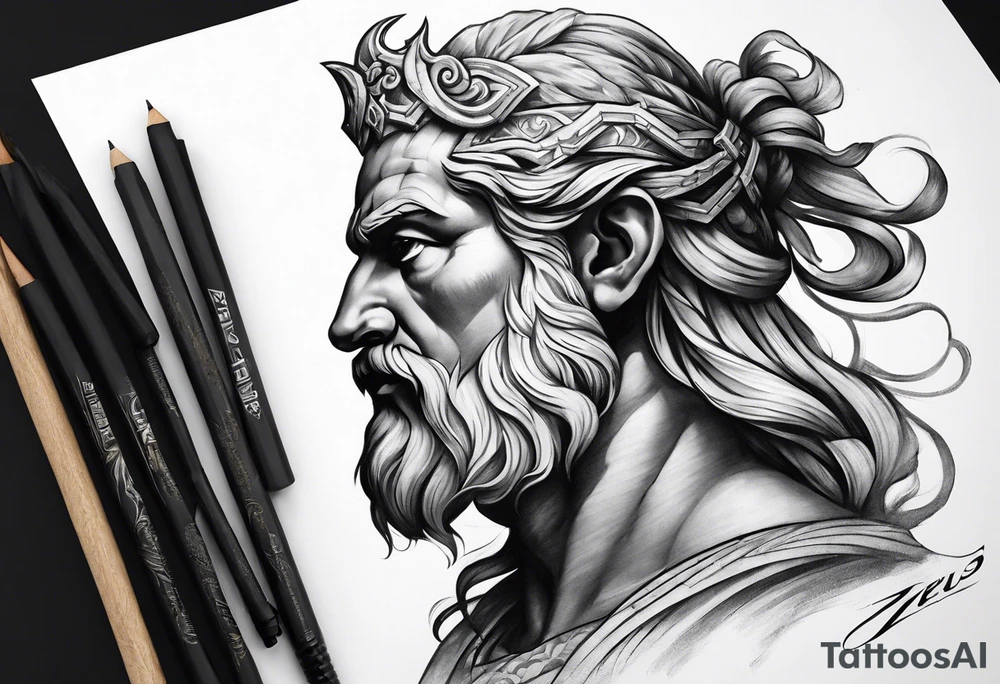 Zeus side profile tattoo idea
