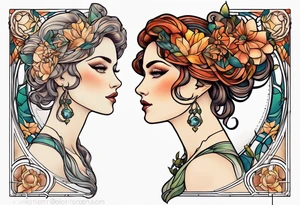 Art nouveau woman tattoo idea