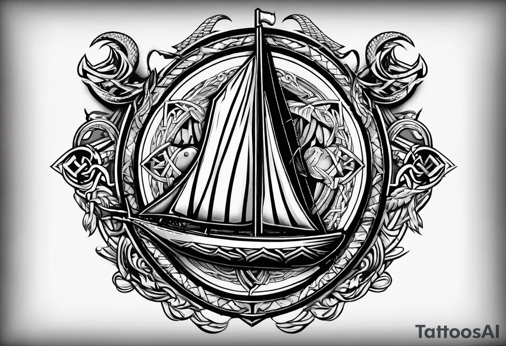 Valhalla sword shield long ship dragon axe Valknut tattoo idea