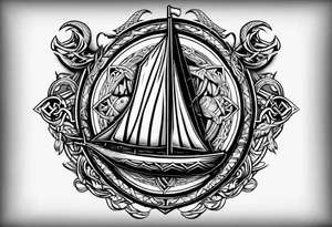 Valhalla sword shield long ship dragon axe Valknut tattoo idea