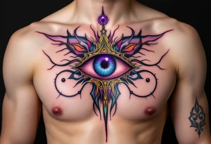 The Third Eye (Ajna Chakra) – A mystical eye on the forehead symbolizing higher consciousness, often in violet or indigo tones. tattoo idea