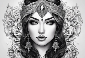 Dark feminine ethereal goddess tattoo idea