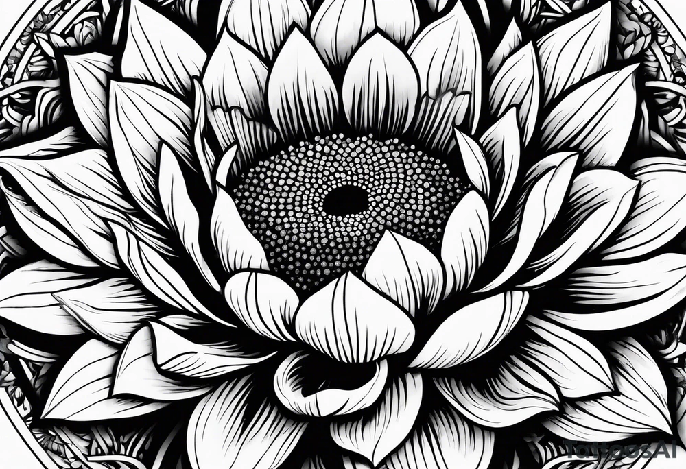 Flower fire an a sunflower tattoo idea
