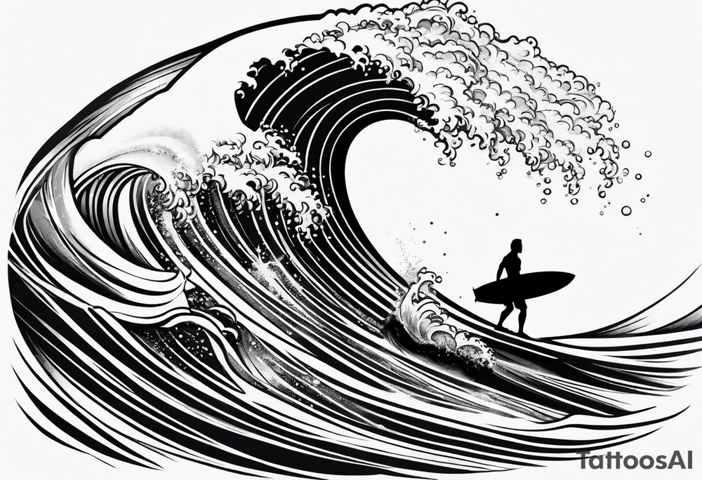 create a tattoo of a naked man and woman surfing tattoo idea