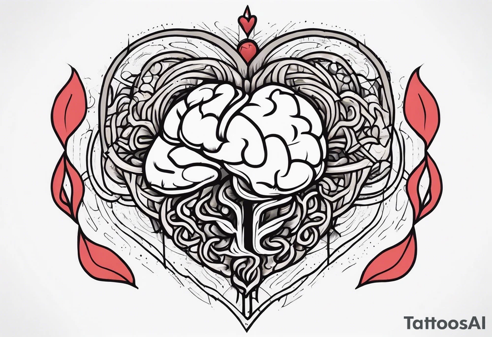 heart to brain connection tattoo idea