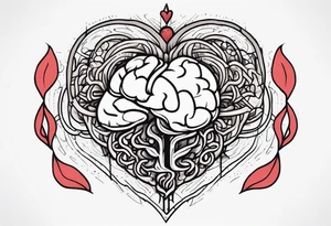 heart to brain connection tattoo idea